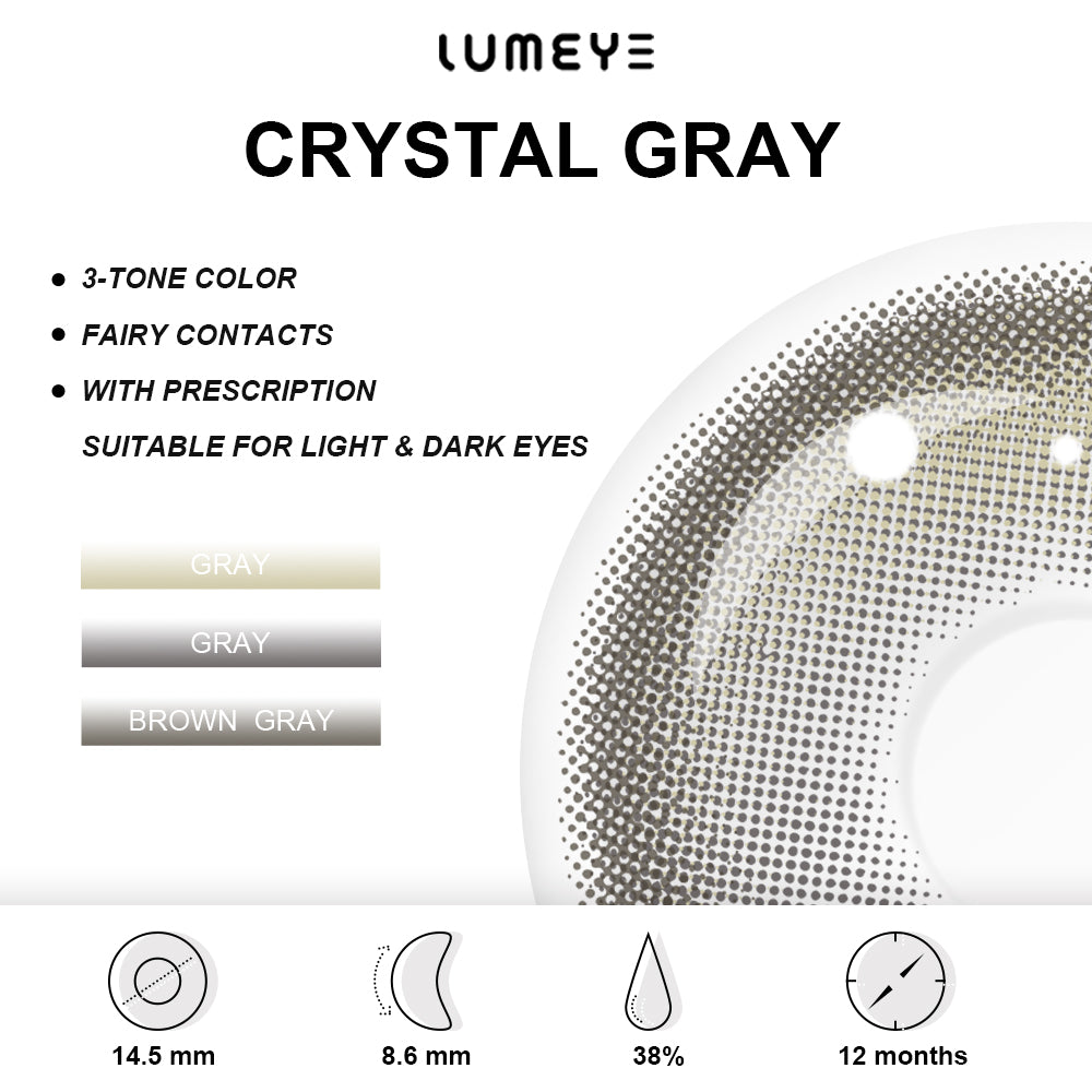 Best COLORED CONTACTS - LUMEYE Crystal Gray Colored Contact Lenses - LUMEYE