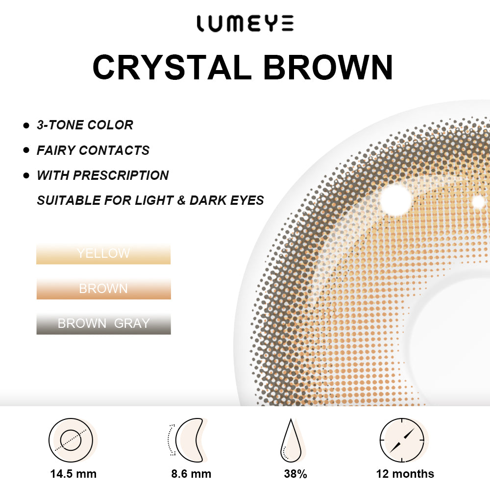 Best COLORED CONTACTS - LUMEYE Crystal Brown Colored Contact Lenses - LUMEYE