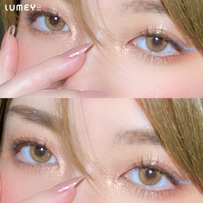 Best COLORED CONTACTS - LUMEYE Eggie Yellow Brown Colored Contact Lenses - LUMEYE