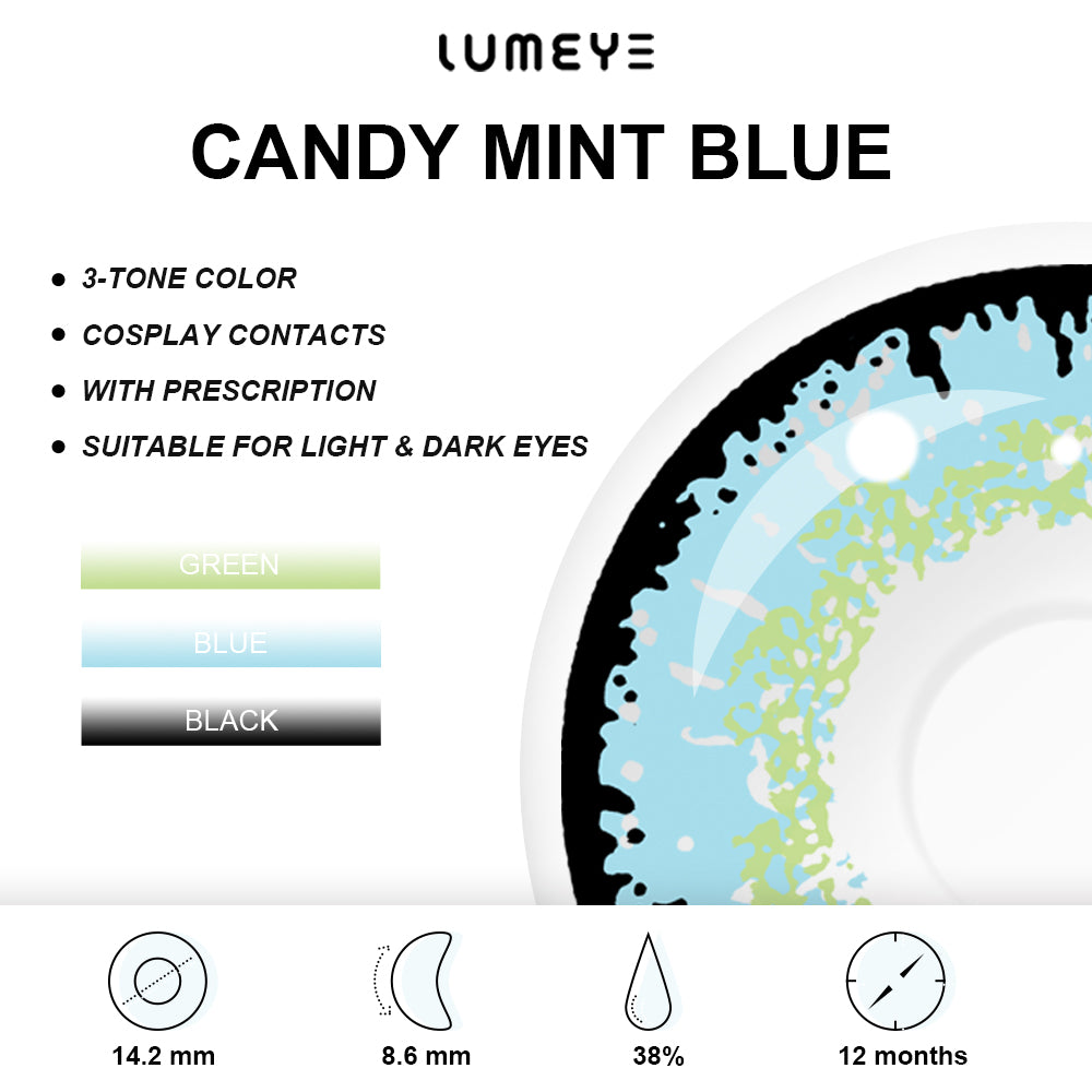 Best COLORED CONTACTS - LUMEYE Candy Mint Blue Colored Contact Lenses - LUMEYE