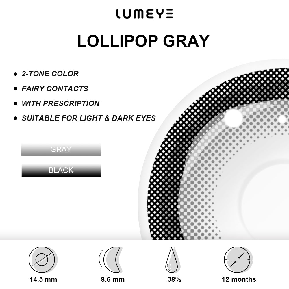 Best COLORED CONTACTS - LUMEYE Lollipop Gray Colored Contact Lenses - LUMEYE