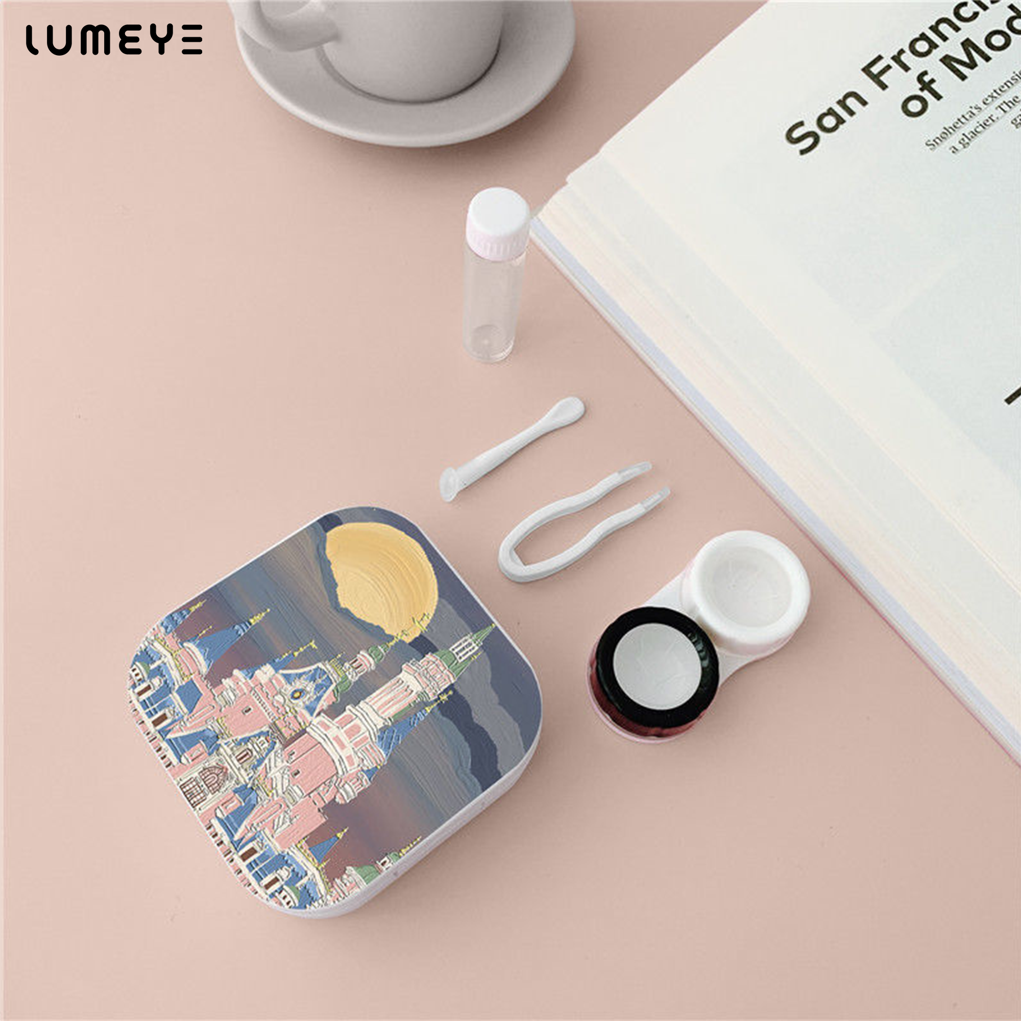 Best COLORED CONTACTS - LUMEYE Night Castle Pink Lens Case - LUMEYE