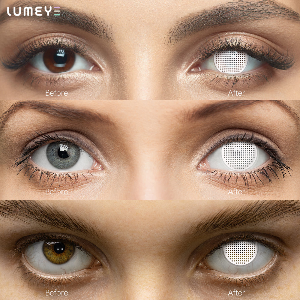 Best COLORED CONTACTS - LUMEYE Gridding White Colored Contact Lenses - LUMEYE