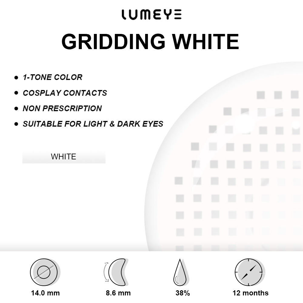 Best COLORED CONTACTS - LUMEYE Gridding White Colored Contact Lenses - LUMEYE