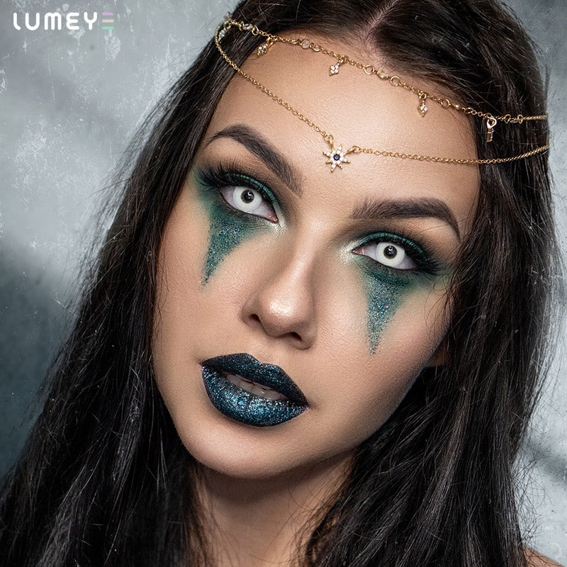 Best COLORED CONTACTS - LUMEYE Zombie Curse White Colored Contact Lenses - LUMEYE
