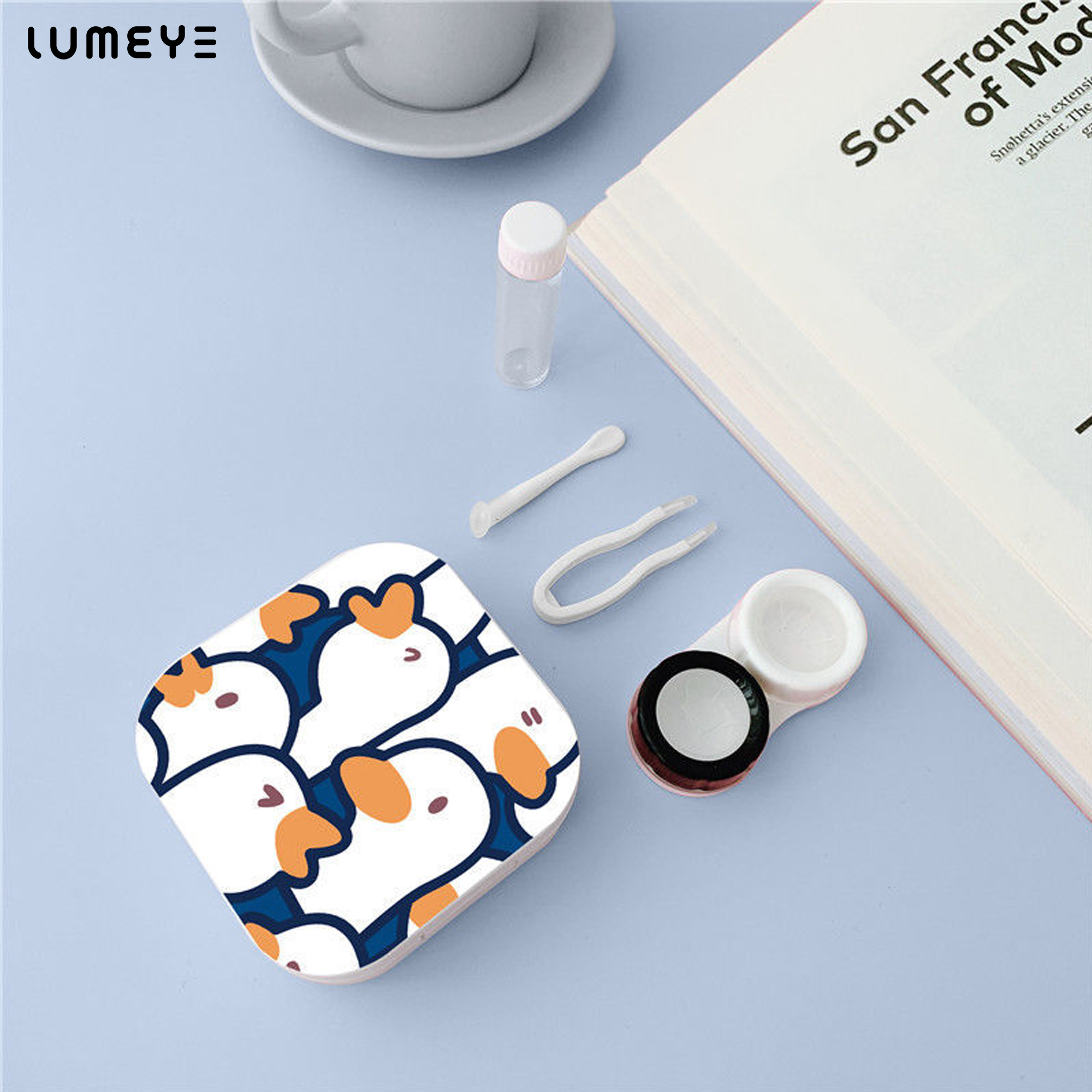 Best COLORED CONTACTS - LUMEYE Cute Cartoon Ducks Lens Case - LUMEYE