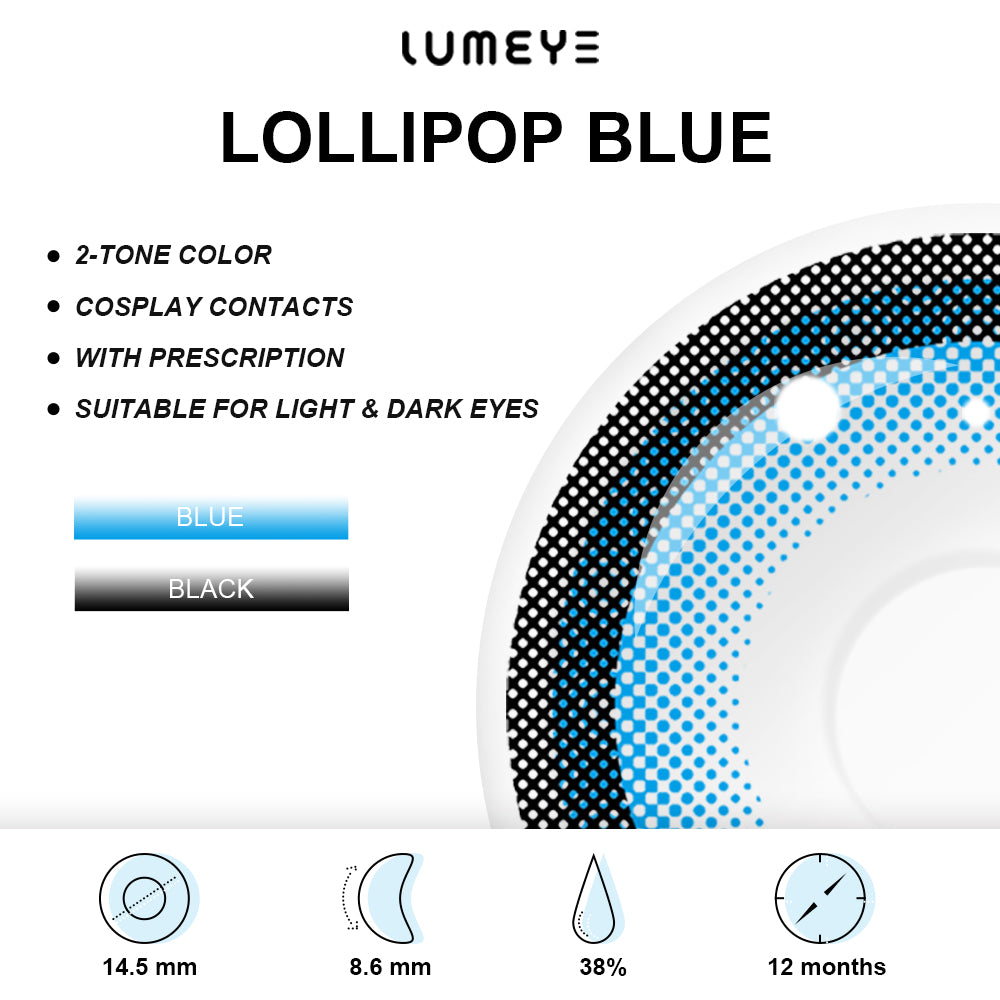 Best COLORED CONTACTS - LUMEYE Lollipop Blue Colored Contact Lenses - LUMEYE
