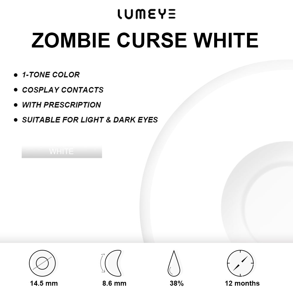 Best COLORED CONTACTS - LUMEYE Zombie Curse White Colored Contact Lenses - LUMEYE