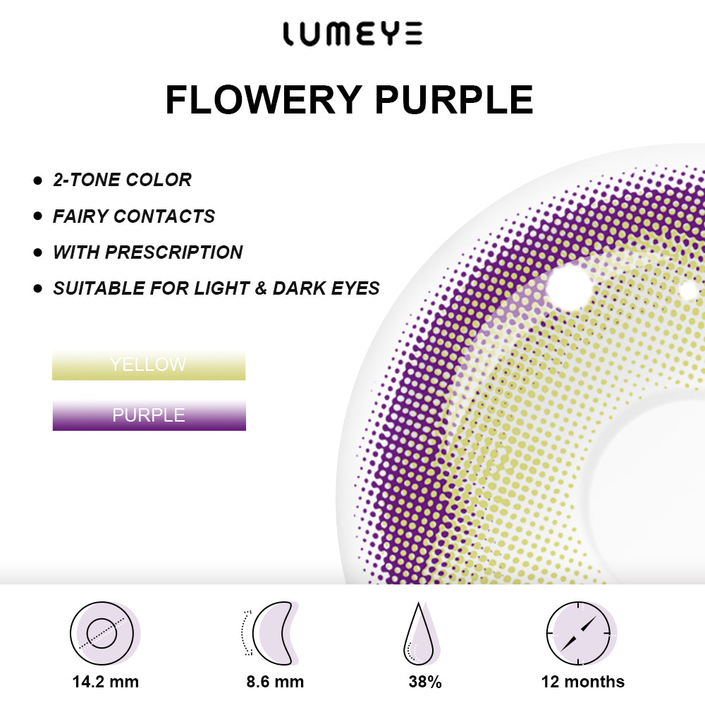 Best COLORED CONTACTS - LUMEYE Flowery Purple Colored Contact Lenses - LUMEYE