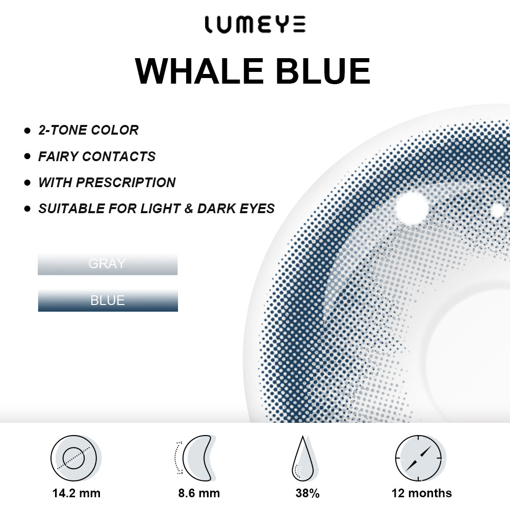Best COLORED CONTACTS - LUMEYE Whale Blue Colored Contact Lenses - LUMEYE