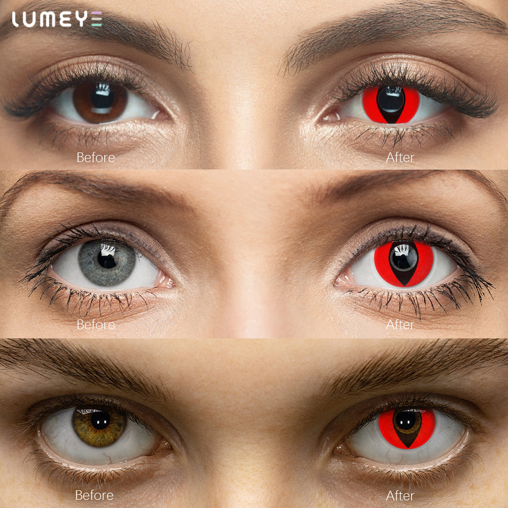 Best COLORED CONTACTS - LUMEYE Cat Eye Red Colored Contact Lenses - LUMEYE