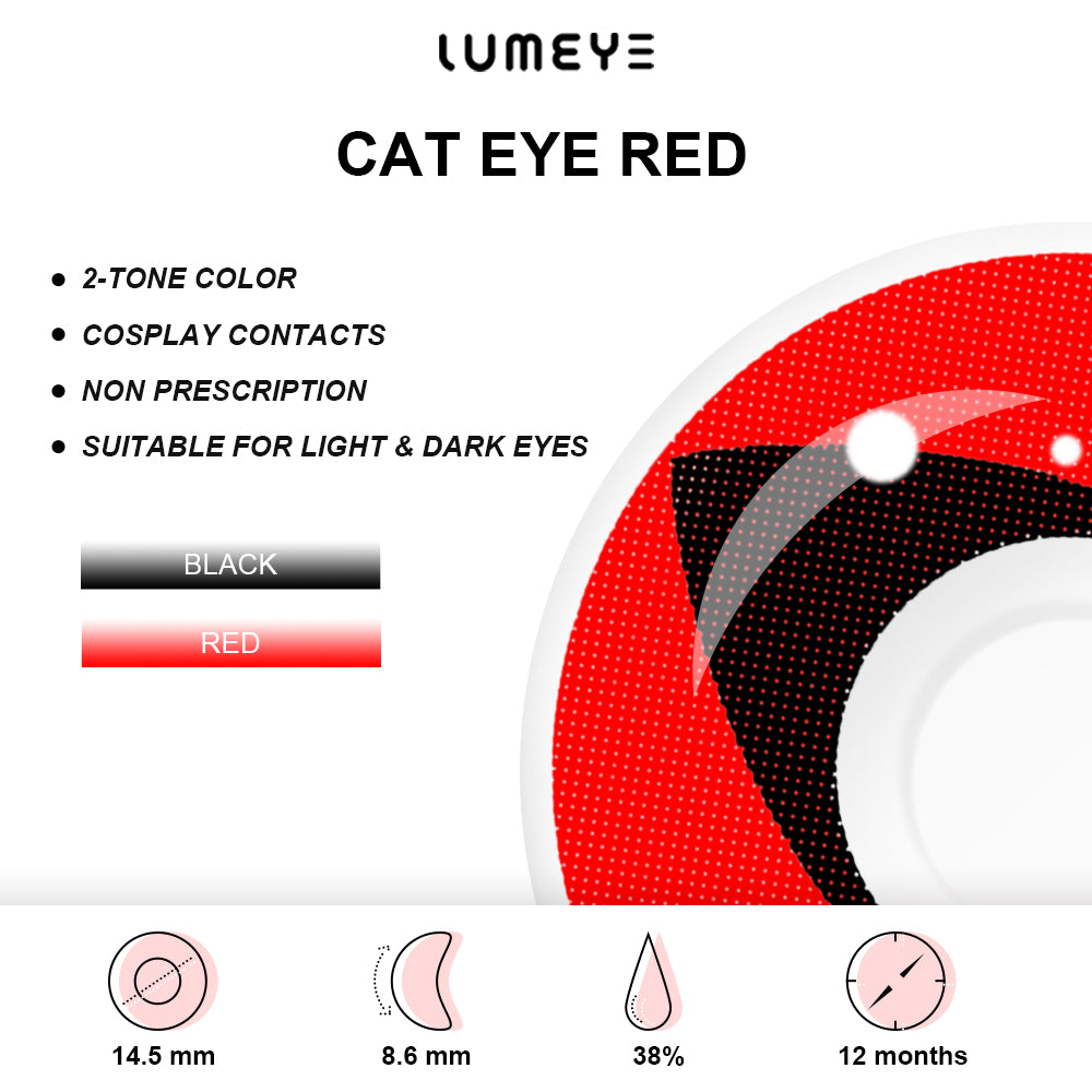 Best COLORED CONTACTS - LUMEYE Cat Eye Red Colored Contact Lenses - LUMEYE