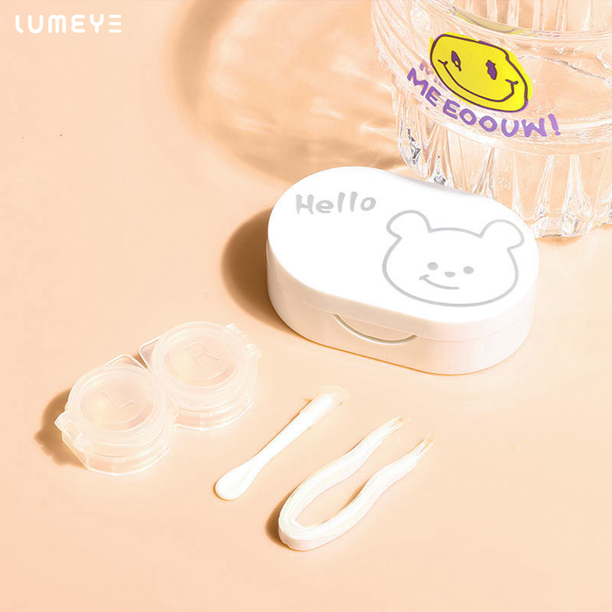 Best COLORED CONTACTS - LUMEYE White Bear Lens Case - LUMEYE