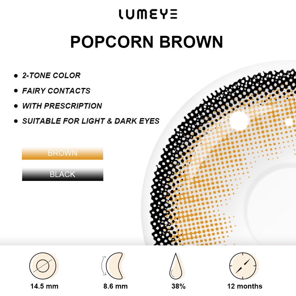 Best COLORED CONTACTS - LUMEYE Popcorn Brown Colored Contact Lenses - LUMEYE