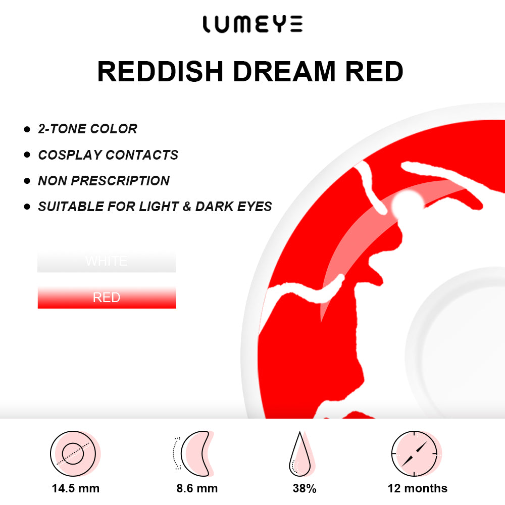 Best COLORED CONTACTS - LUMEYE Reddish Dream Red Colored Contact Lenses - LUMEYE