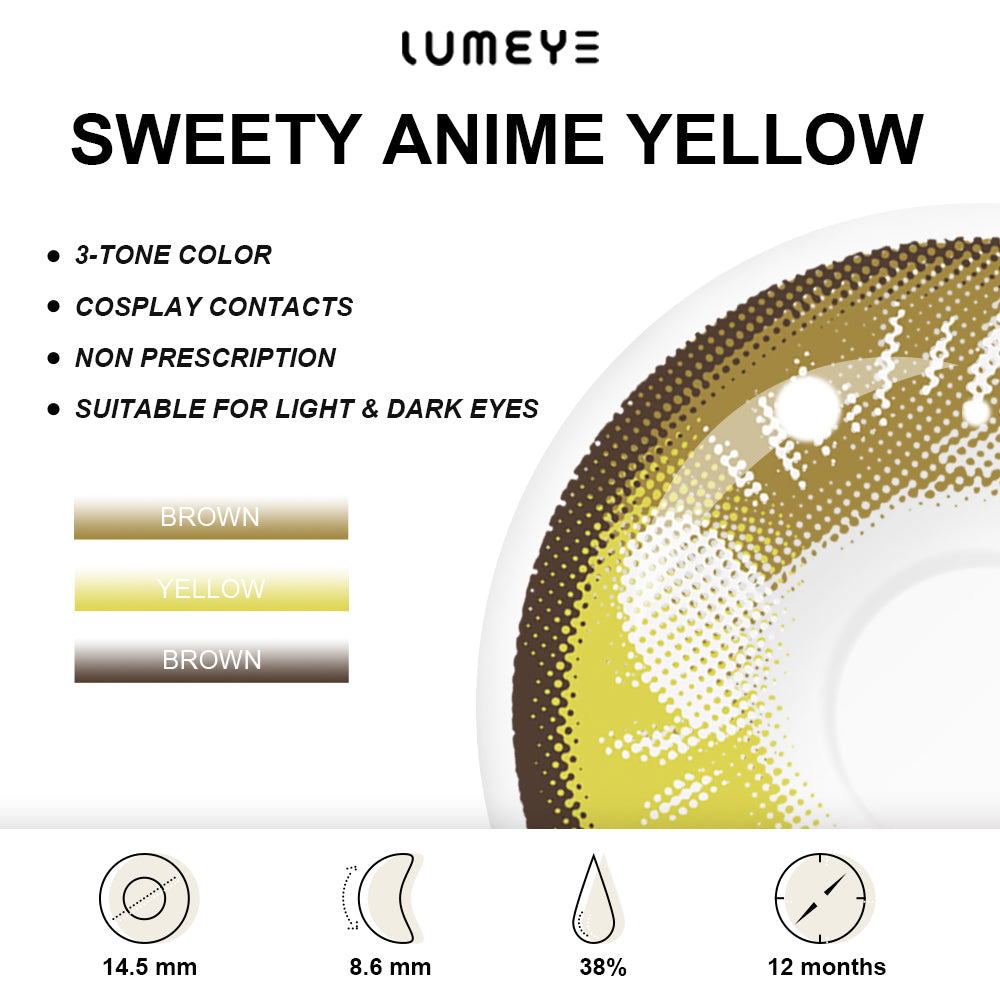 Best COLORED CONTACTS - LUMEYE Sweety Anime Yellow Colored Contact Lenses - LUMEYE
