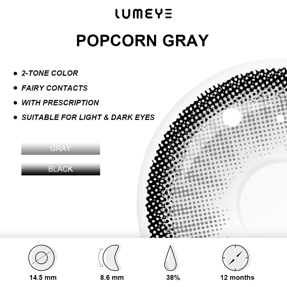 Best COLORED CONTACTS - LUMEYE Popcorn Gray Colored Contact Lenses - LUMEYE