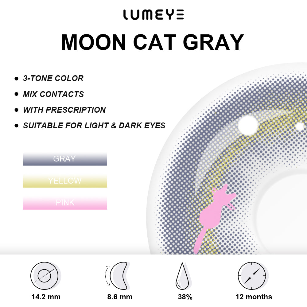 Best COLORED CONTACTS - LUMEYE Moon Cat Gray Colored Contact Lenses - LUMEYE