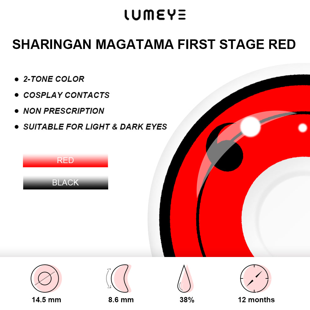Best COLORED CONTACTS - LUMEYE Sharingan Magatama First Stage Red Colored Contact Lenses - LUMEYE