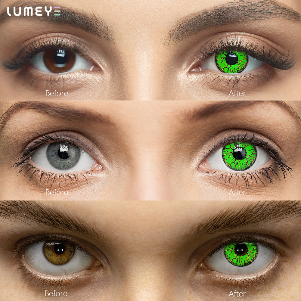Best COLORED CONTACTS - LUMEYE Fissure Green Colored Contact Lenses - LUMEYE