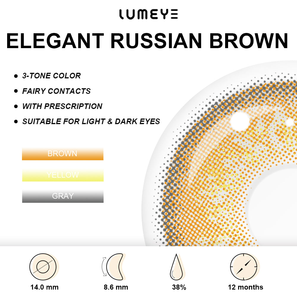 Best COLORED CONTACTS - LUMEYE Elegant Russian Brown Colored Contact Lenses - LUMEYE