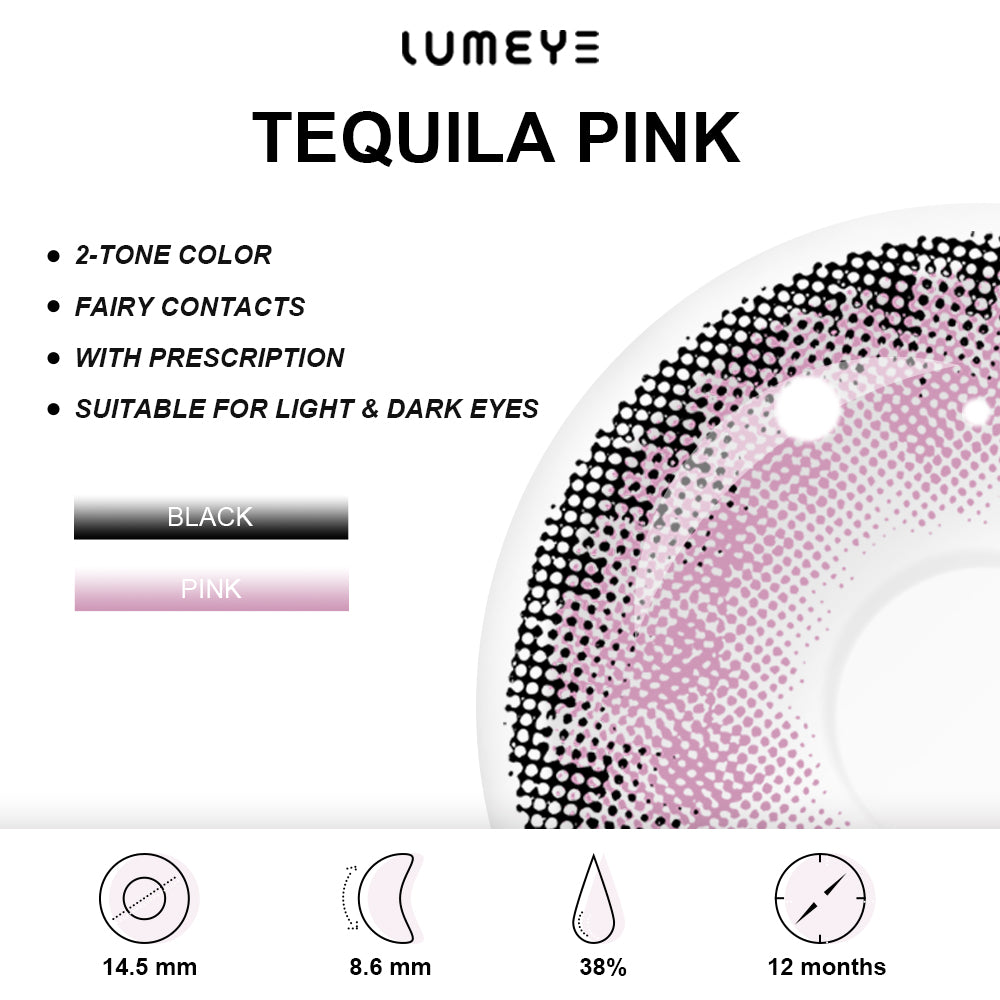 Best COLORED CONTACTS - LUMEYE Tequila Pink Colored Contact Lenses - LUMEYE