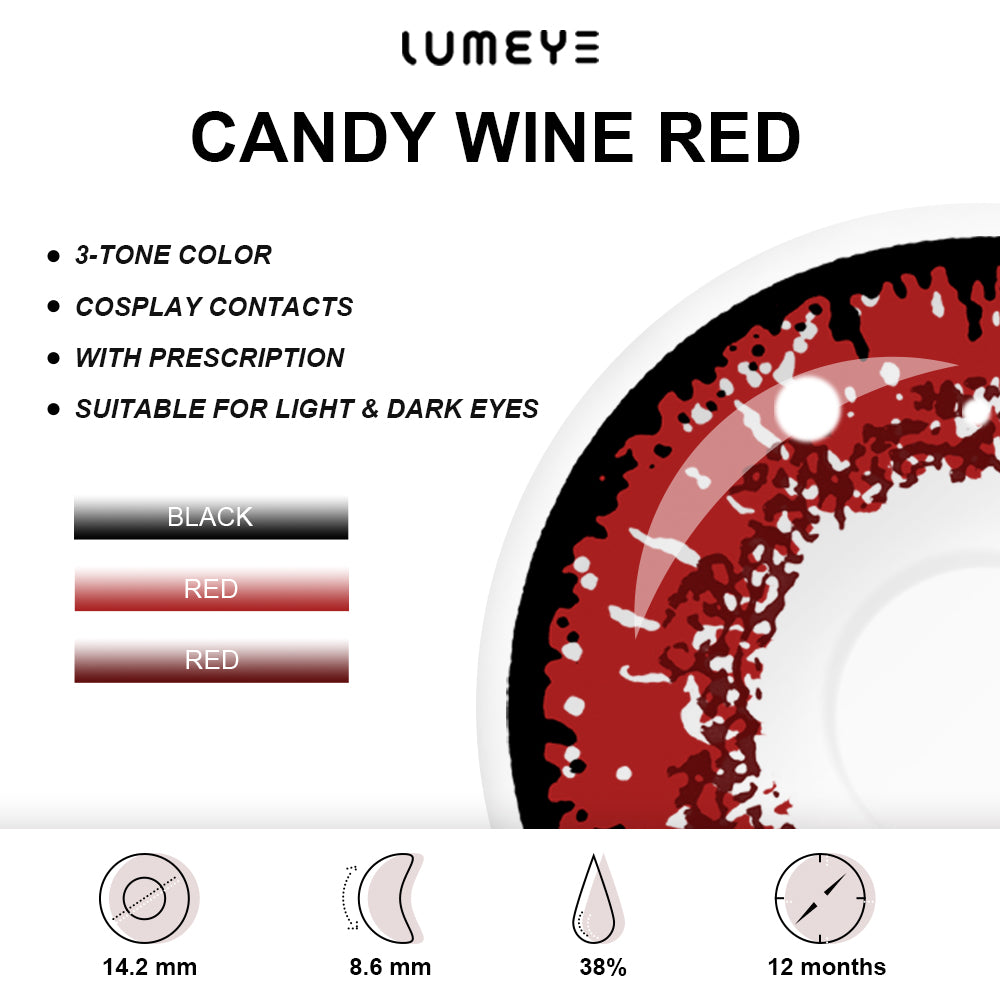 Best COLORED CONTACTS - LUMEYE Candy Wine Red Colored Contact Lenses - LUMEYE
