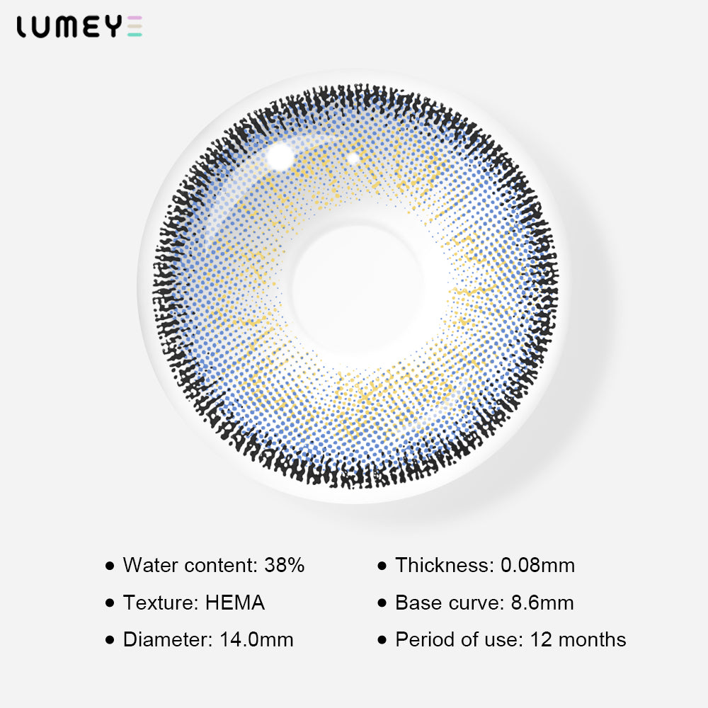 Best COLORED CONTACTS - LUMEYE Feel Blue Colored Contact Lenses - LUMEYE