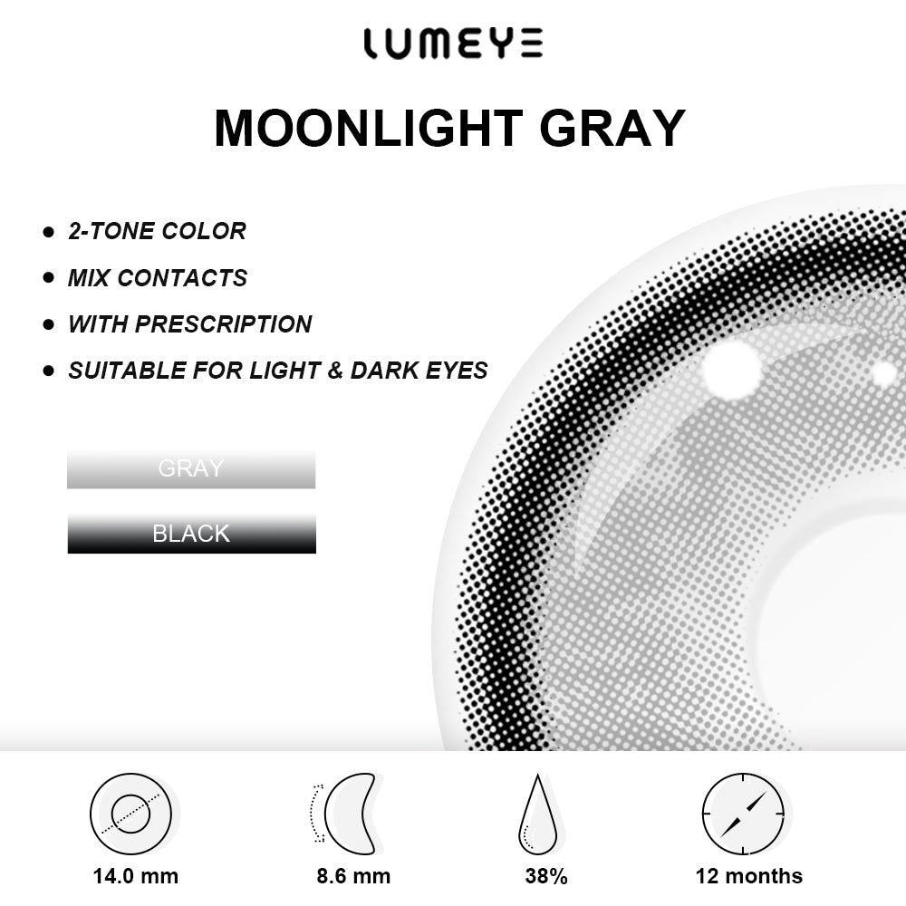 Best COLORED CONTACTS - LUMEYE Moonlight Gray Colored Contact Lenses - LUMEYE