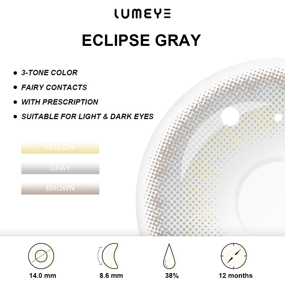 Best COLORED CONTACTS - LUMEYE Eclipse Gray Colored Contact Lenses - LUMEYE
