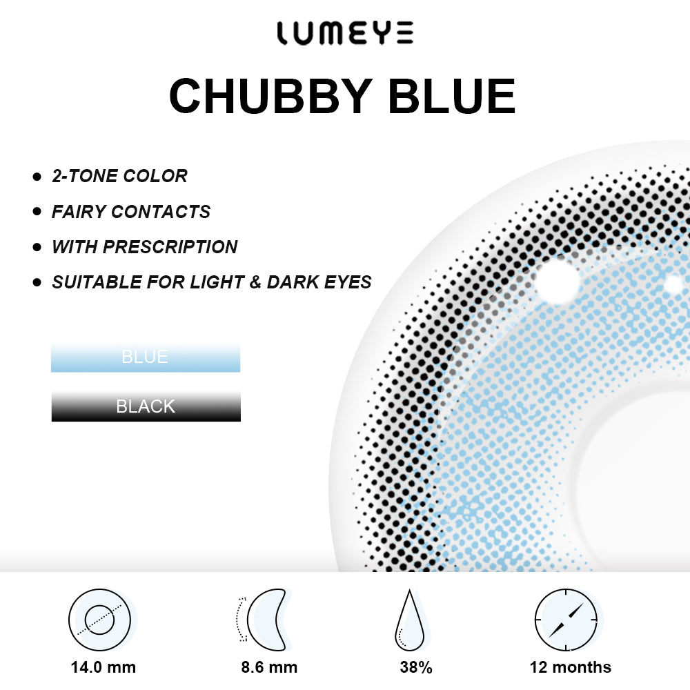 Best COLORED CONTACTS - LUMEYE Chubby Blue Colored Contact Lenses - LUMEYE