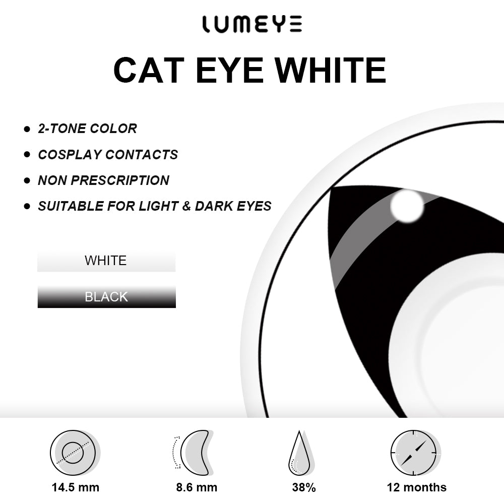 Best COLORED CONTACTS - LUMEYE Cat Eye White Colored Contact Lenses - LUMEYE