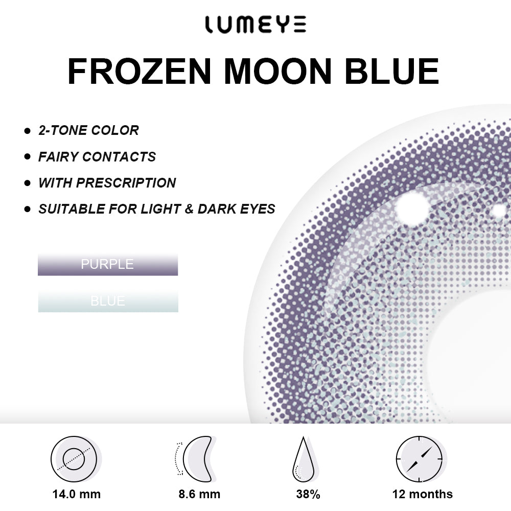Best COLORED CONTACTS - LUMEYE Frozen Moon Blue Colored Contact Lenses - LUMEYE
