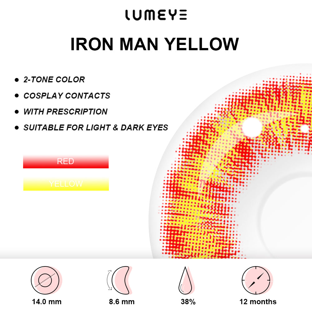 Best COLORED CONTACTS - LUMEYE Iron Man Yellow Colored Contact Lenses - LUMEYE