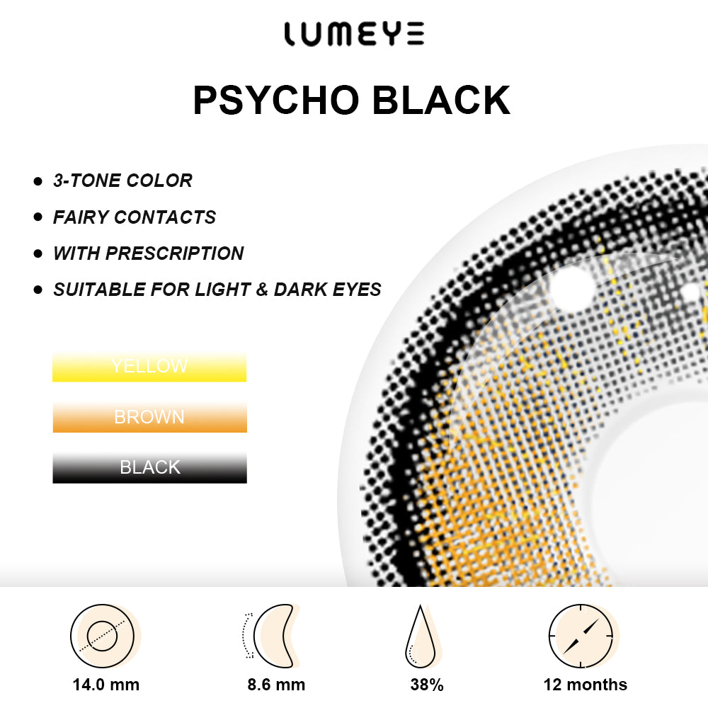 Best COLORED CONTACTS - LUMEYE Psycho Black Colored Contact Lenses - LUMEYE