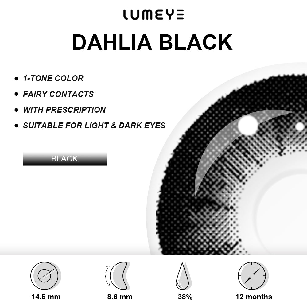 Best COLORED CONTACTS - LUMEYE Dahlia Black Colored Contact Lenses - LUMEYE