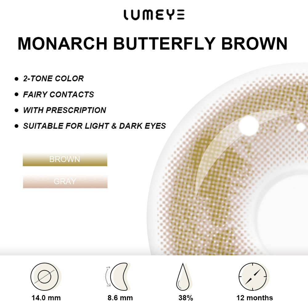 Best COLORED CONTACTS - LUMEYE Monarch Butterfly Brown Colored Contact Lenses - LUMEYE