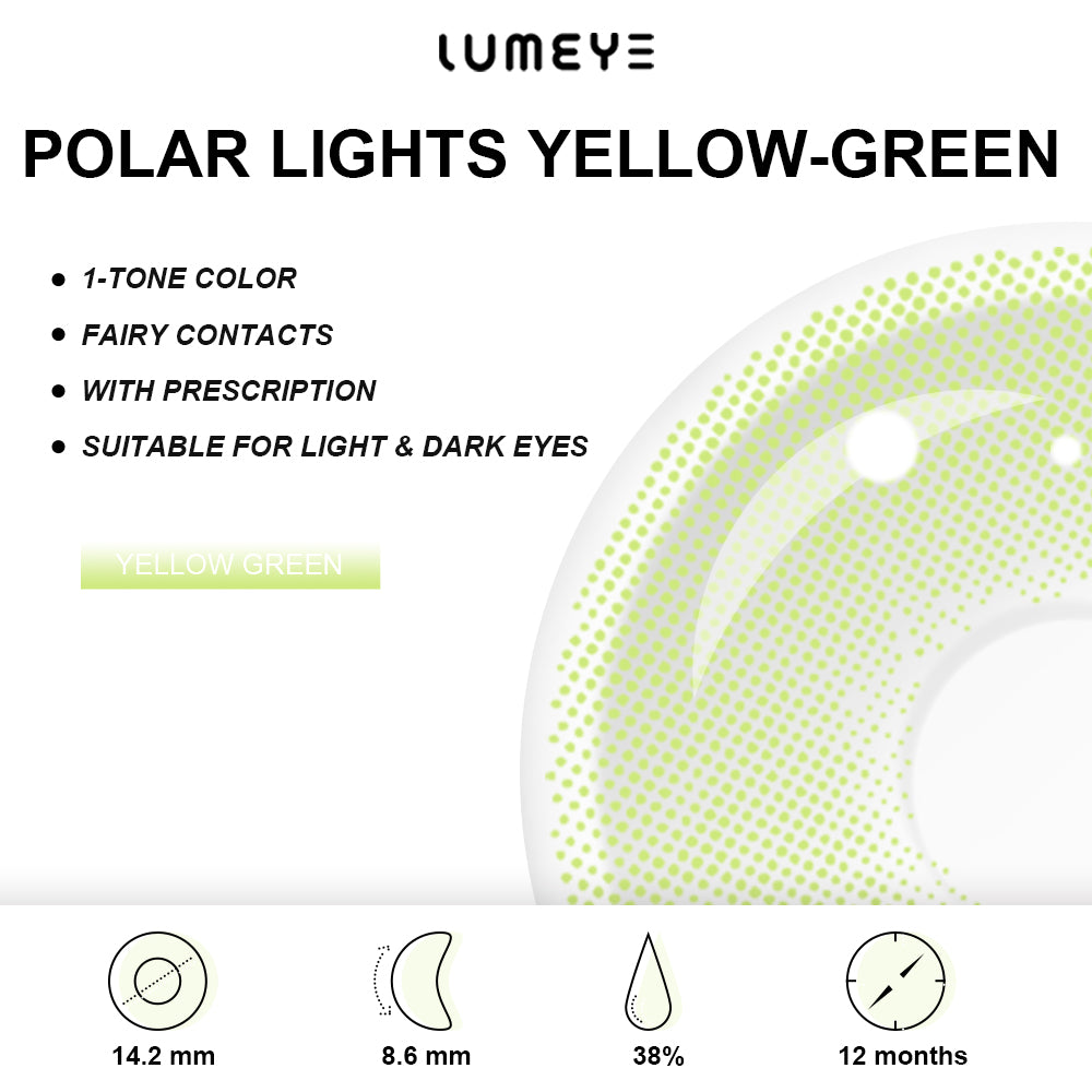 Best COLORED CONTACTS - LUMEYE Polar Lights Yellow-Green Colored Contact Lenses - LUMEYE