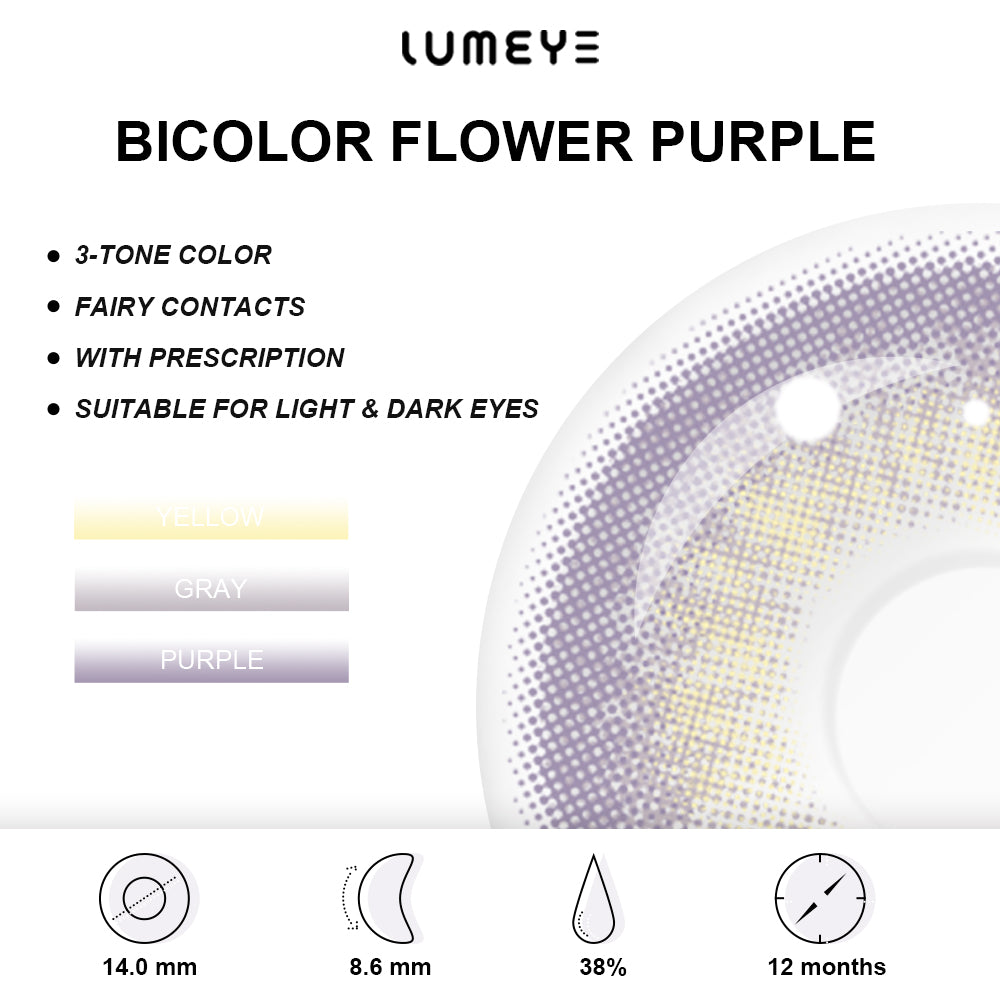 Best COLORED CONTACTS - LUMEYE Bicolor Flower Purple Colored Contact Lenses - LUMEYE