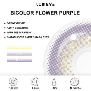 Best COLORED CONTACTS - LUMEYE Bicolor Flower Purple Colored Contact Lenses - LUMEYE