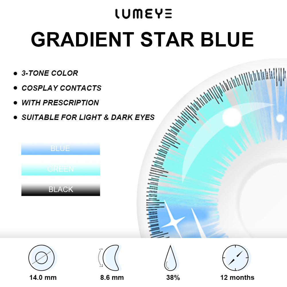 Best COLORED CONTACTS - LUMEYE Gradient Star Blue Colored Contact Lenses - LUMEYE