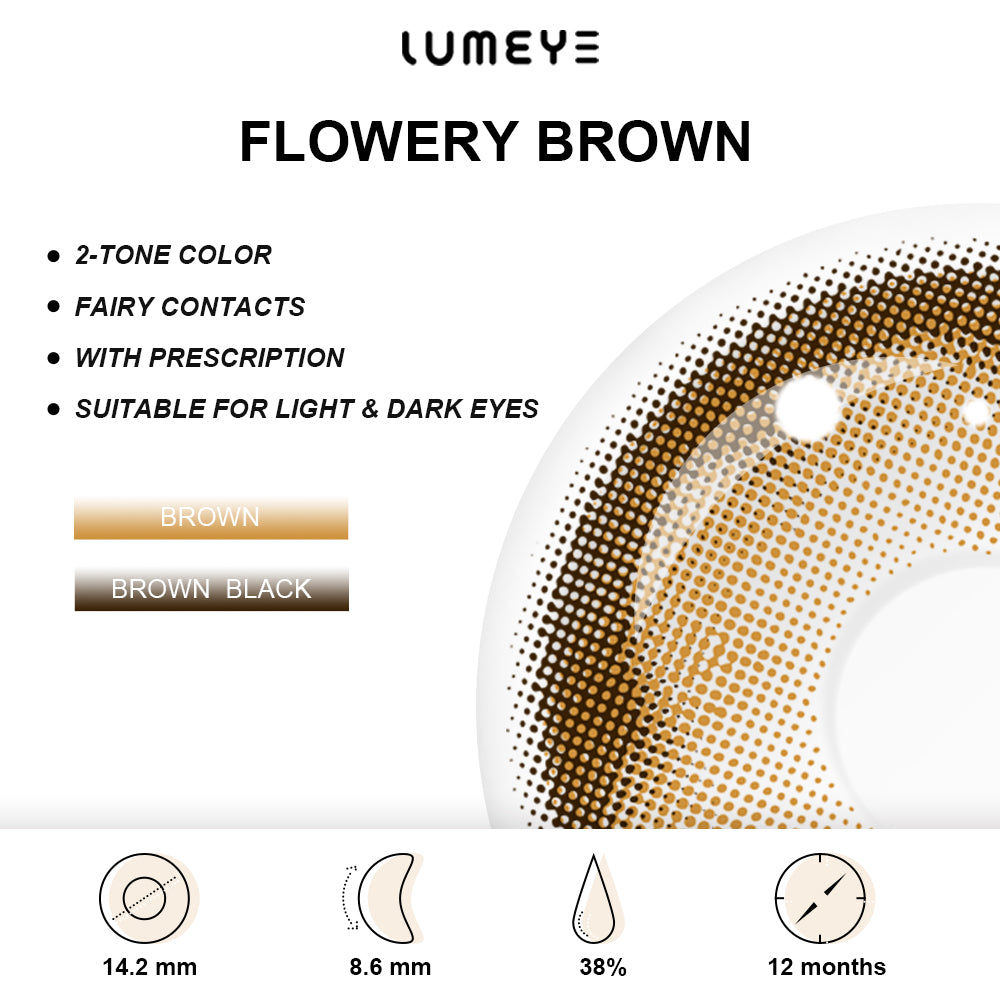 Best COLORED CONTACTS - LUMEYE Flowery Brown Colored Contact Lenses - LUMEYE