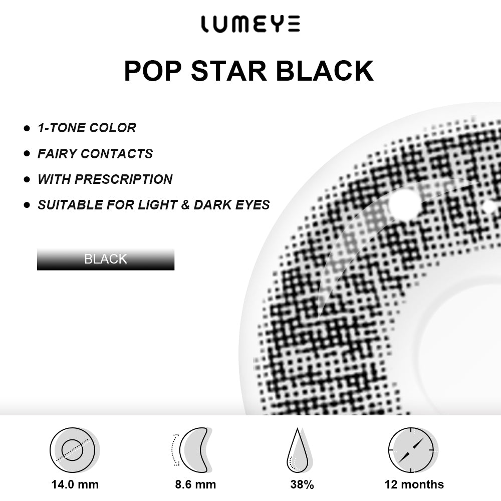 Best COLORED CONTACTS - LUMEYE Pop Star Black Colored Contact Lenses - LUMEYE