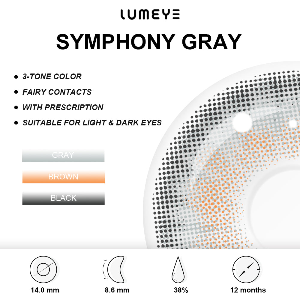 Best COLORED CONTACTS - LUMEYE Symphony Gray Colored Contact Lenses - LUMEYE