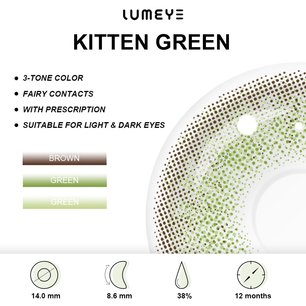 Best COLORED CONTACTS - LUMEYE Kitten Green Colored Contact Lenses - LUMEYE