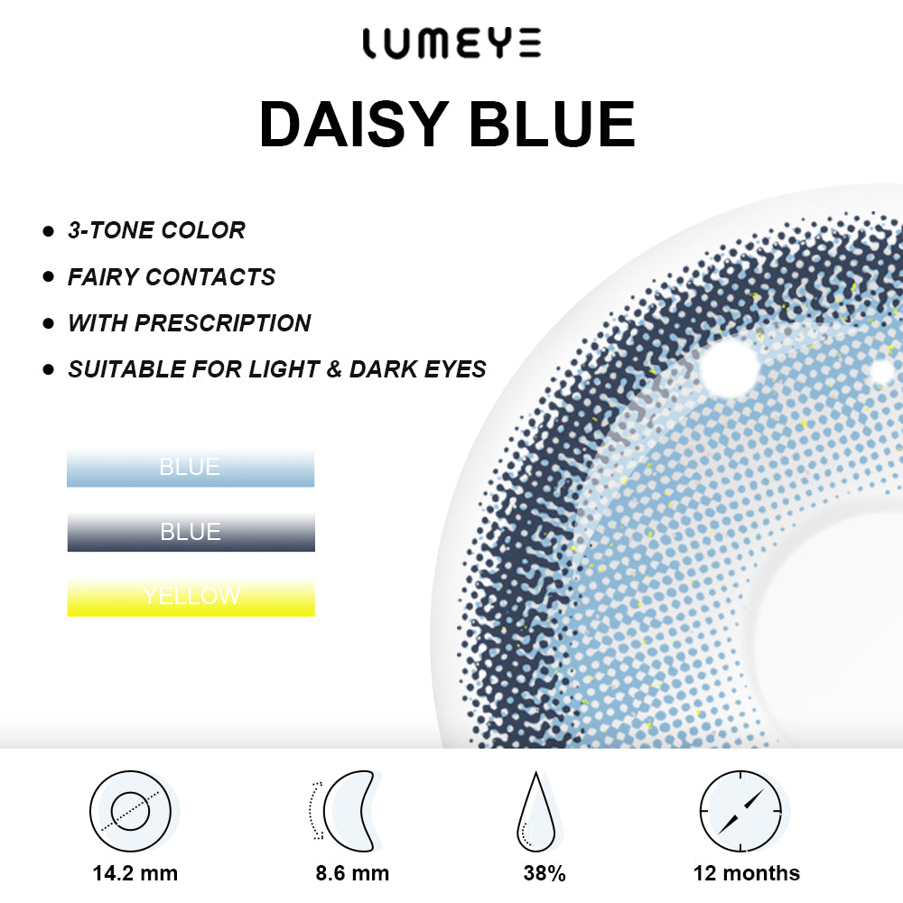Best COLORED CONTACTS - LUMEYE Daisy Blue Colored Contact Lenses - LUMEYE