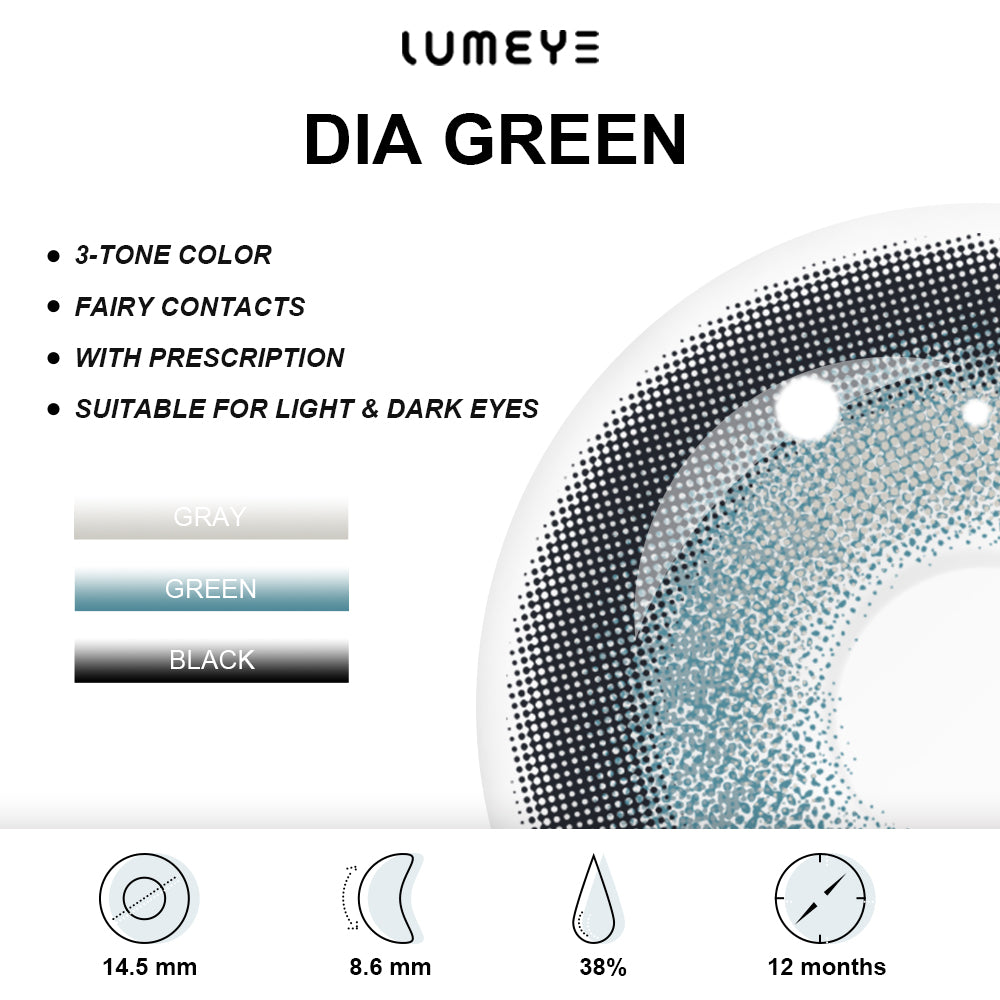 Best COLORED CONTACTS - LUMEYE Dia Green Colored Contact Lenses - LUMEYE