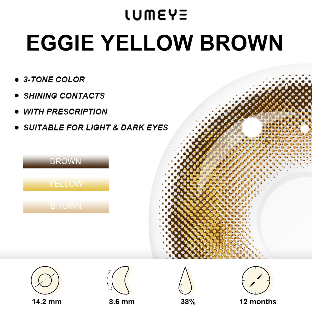 Best COLORED CONTACTS - LUMEYE Eggie Yellow Brown Colored Contact Lenses - LUMEYE