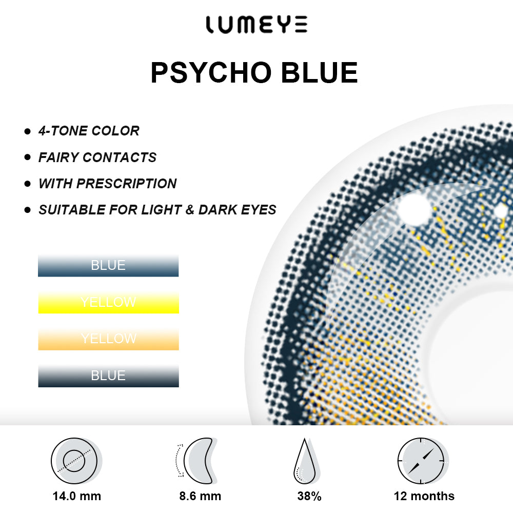 Best COLORED CONTACTS - LUMEYE Psycho Blue Colored Contact Lenses - LUMEYE
