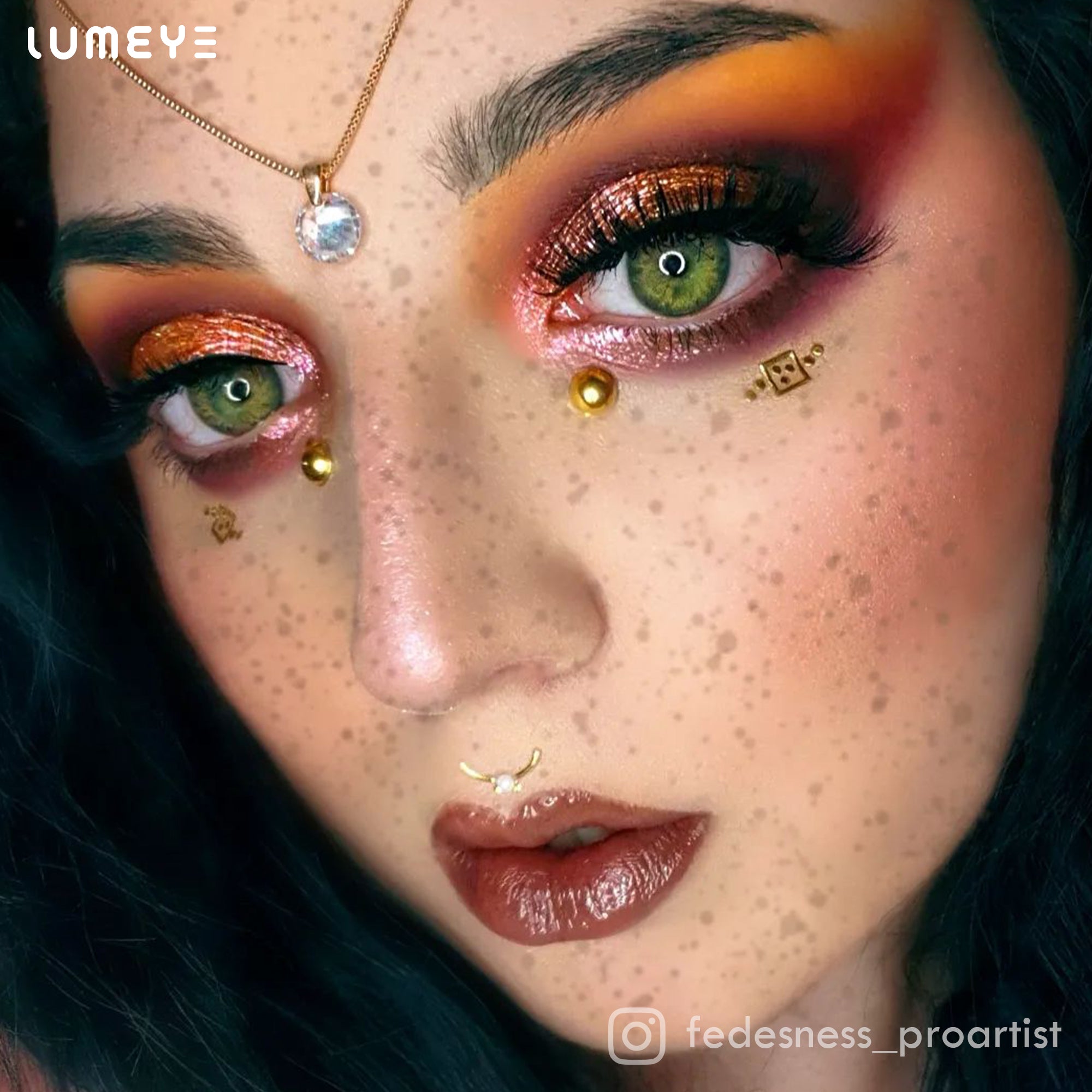 Best COLORED CONTACTS - LUMEYE Bicolor Flower Brown Colored Contact Lenses - LUMEYE